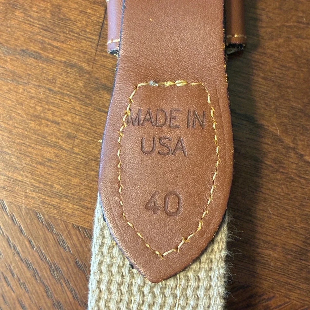 Zep-Pro Marlin Fish Belt Mens 40 Brown Canvas Leather Coastal Nautical USA Made